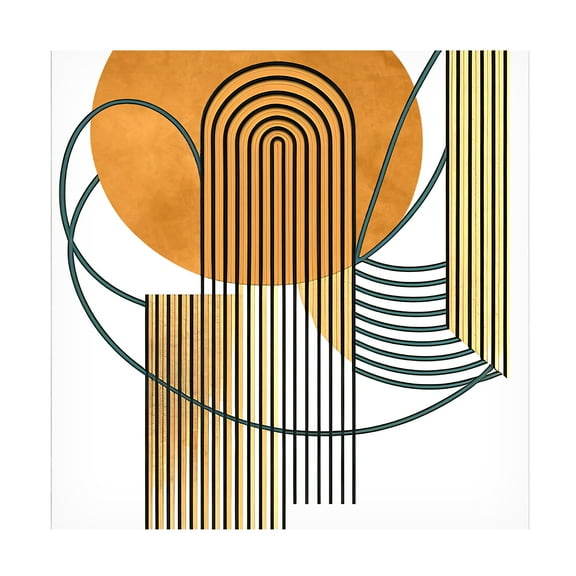 Canvas Wall Art - Ray Heere 'Mid Century Abstract Painting 1' Wall Art for Living Room, Bedroom, or Office DÃ©cor by Trademark Fine Art - 14 x 14 Inches