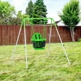 thumbnail image 3 of Yardi Yarda Toddler Swing Set with Metal Stand, Safety Belt for Kids 6-36 Months, Swing Playset for Outdoor Play, Green, 3 of 11