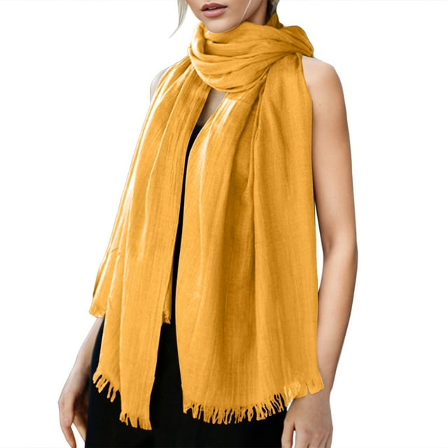 Kcodviy Womens Solid Color Cotton Womens Blanket Scarf and Linen Scarf for Womens Neck Tie Scarf All Season Beach Strip Womens Hat and Glove Set Scarf