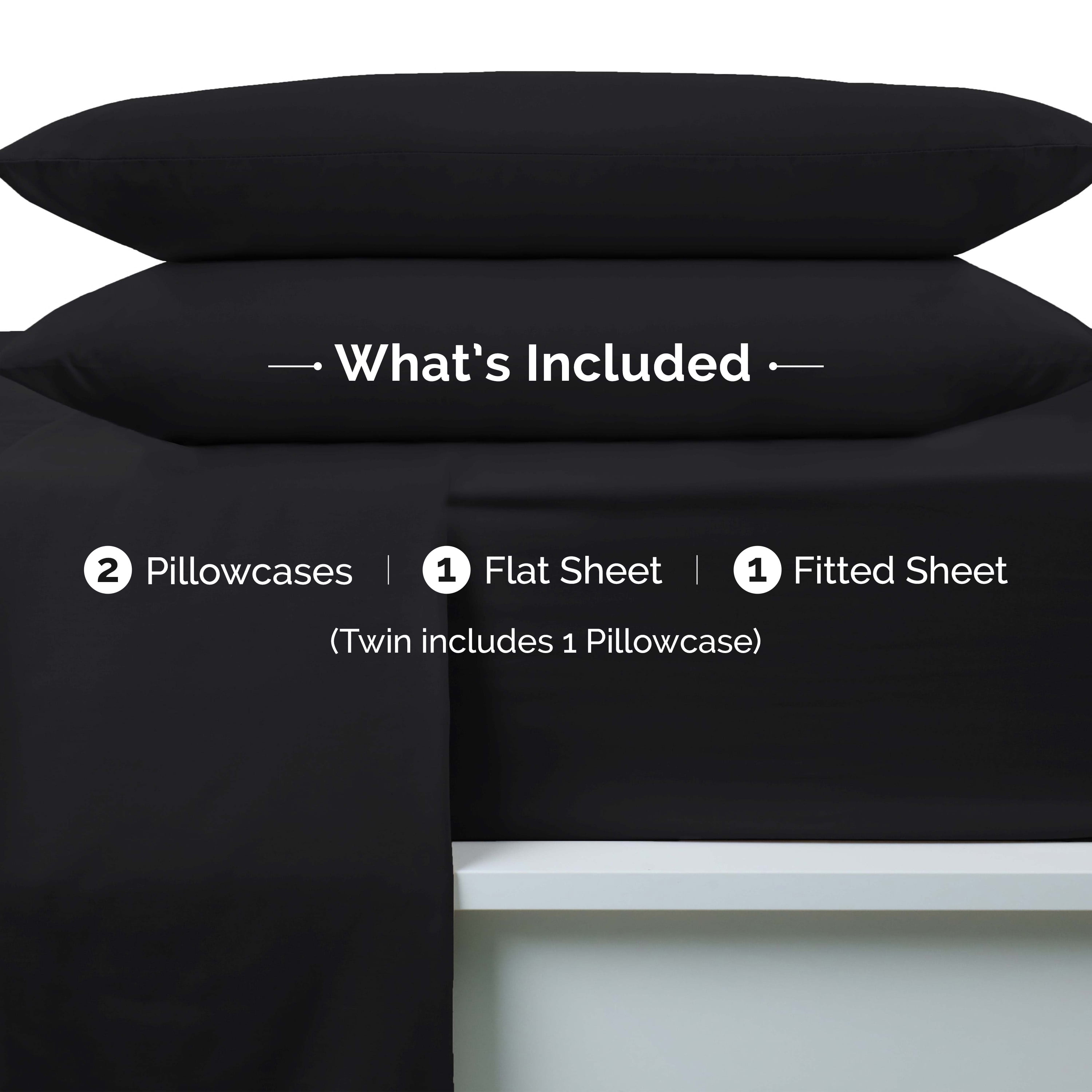 Martex Easy Living 3-Piece Twin Microfiber Sheet Set | Brushed Soft Easy Care | Black