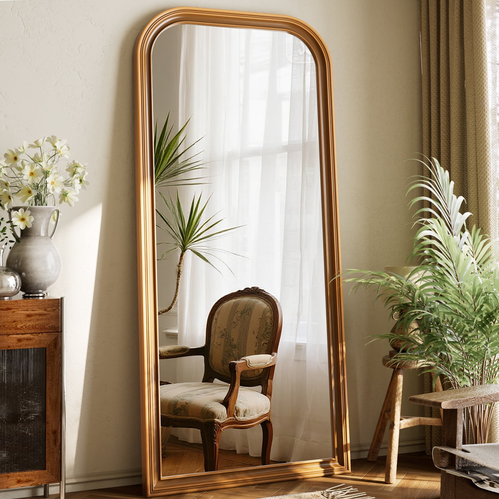 Easy4Home 71"x32" Full-Length Floor Mirror Vintage Mirror, Antique Gold
