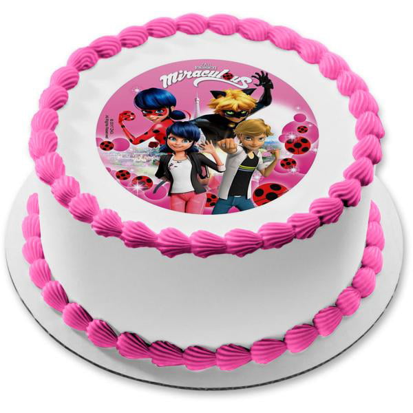 Miraculous Tales Of Ladybug And Cat Noir Marinette Adrien Edible Cake