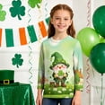 thumbnail image 4 of Girls St Patricks Day Shirt Multicolor Shamrock Print 3/4 Sleeve T-Shirt for Kids Little Big Girls,Size 9, 4 of 6