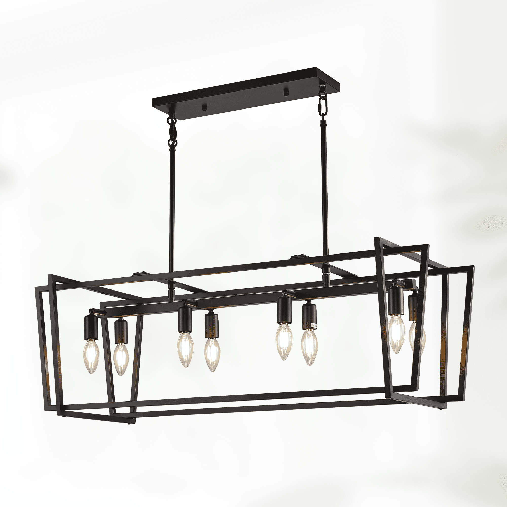 bokifol Black Chandelier,8-Light Farmhouse Chandeliers for Dining Room,Modern Rectangle Kitchen Island Lighting,Dining Room Light Fixtures Over Table