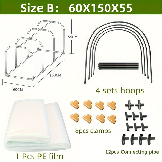 HLONK 30pcs PE Garden Tunnel Greenhouse Hoops Kit Outdoor Plant Support for Raised Beds Durable & Reusable Plant Cover with PE Film Easy Assembly Greenhouse System for Cold Protection