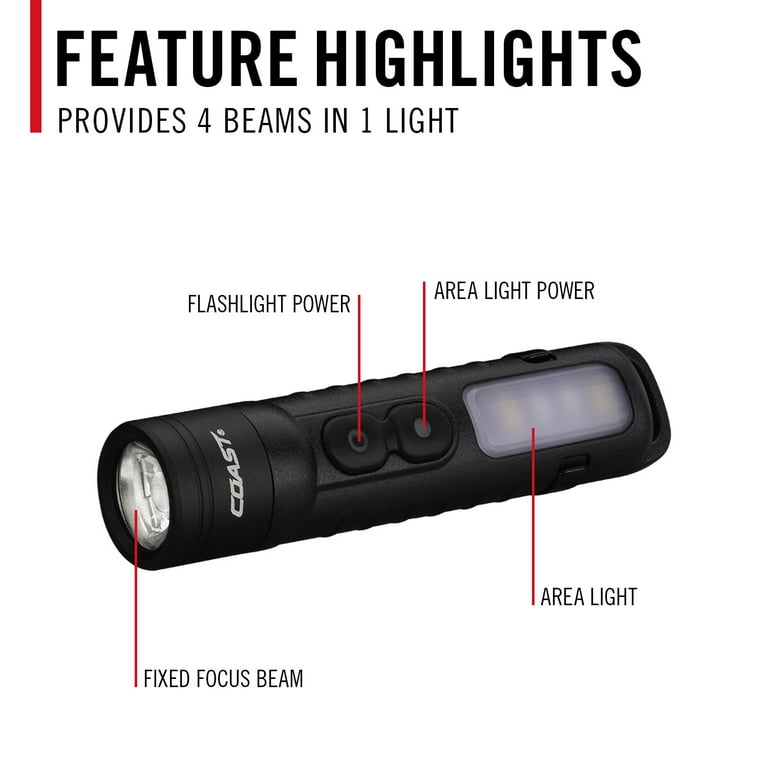 COAST KL35R Rechargeable LED Pocket Flashlight – 600 Lumens, Red