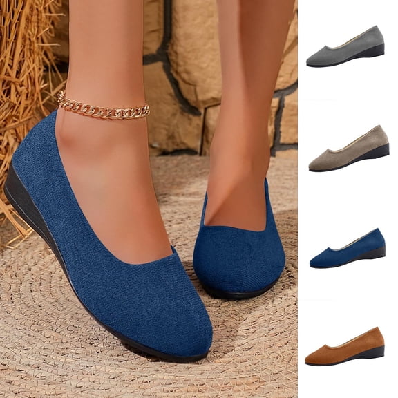 XUNKUSGA Ballet Flats for Women Classic Solid Color Round Toe Slip On Shoes Women Comfortable Casual Womens Flats for Dressy Casual Office Work Daily Wear,5.5