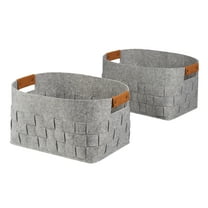 Mainstays Medium Woven Felt Basket, Light Grey, Set of 2