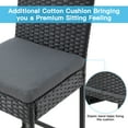 thumbnail image 3 of AVAWING Outdoor Wicker Rattan Bar Stools Set of 2 with Cushion for Lawn, Black, 3 of 7