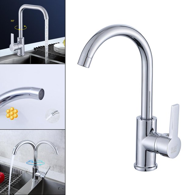 Grifo de baño, grifo de un orificio, mezclador de agua giratorio multiusos, grifo de agua de cocina, grifo de fdero Curva grande Macarena Grifo de la cocina