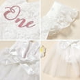 thumbnail image 5 of FYMNSI Newborn Infant Baby Girl Lace Romper 1st Birthday Cake Smash Outfit Princess Tutu Tulle Dress Bodysuit Flower Crown Headband 2pcs Set 12-18 Months White, 5 of 7