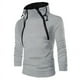 thumbnail image 3 of Sudadera con capucha de cuello alto para hombre, suéter de manga larga con cremallera doble Diagonal, Color sólido, deportes al aire libre, Casual, blanco y negro, Invierno, 3 of 5