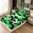 thumbnail image 2 of Manfei Minimalst Camouflage Twin Fitted Sheet, Vintage Camo Bedding, Sage Green, 2 Pieces, 1 Fitted Sheet and 1 Pillowcase, 2 of 6