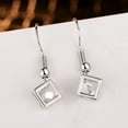 thumbnail image 3 of Small Square Dangle Alloy Long Earrings Silver Jewelry 2PC Women's Special Gift, 3 of 3