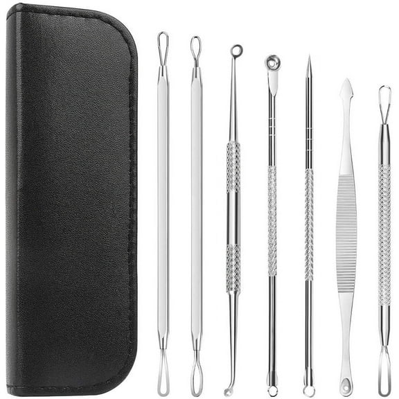 MODANU 7 In 1 Pimple Blackhead Remover Extractor Tool Kit, Professional Safe Treatment For Zit Popper White Head Acne Blemish Comedone Removing For Nose Face Skin