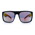thumbnail image 5 of Mens Color Mirror Soft Matte Flat Top Sport Horn Rim Rectangle Sunglasses Matte Black - Orange Mirror, 5 of 8