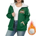 thumbnail image 4 of Fmbrln Fleece Jackets for Women Plus Size Cute Christmas Print Full Zip Up Long Sleeve Hooded Jackets Fall Winter Thickened Warm Sweatshirts Coat with Pockets, 4 of 5