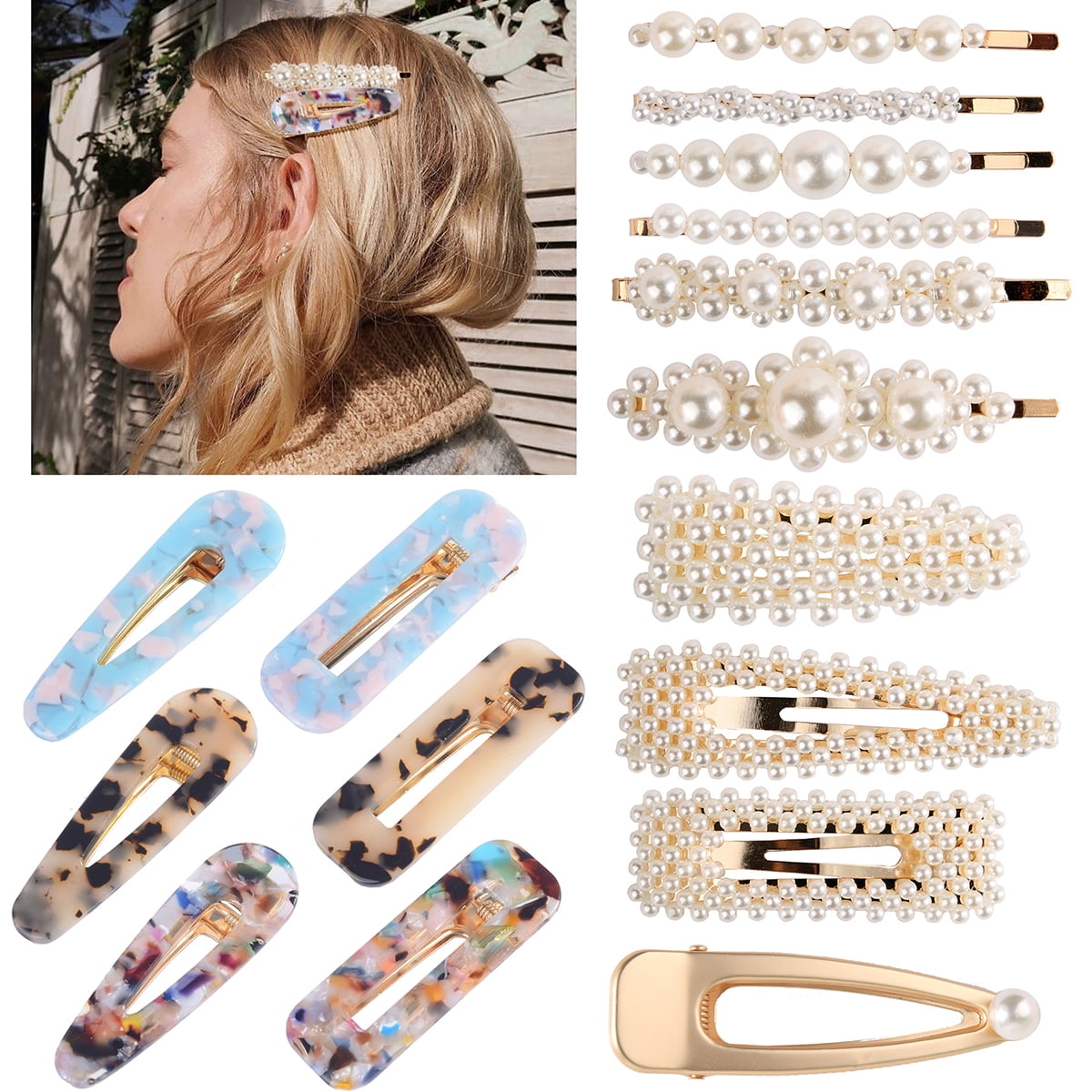 Fashion Women Pearl Flower Metal Hair Pin Barrette Hairpin Butterfly Clip New 
