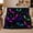 Neon Bats, variant on Whimsical Nocturnal Bat Celestial Stars Design, Playful Celestial Art Scene, Warm Flannel Blanket for Living Room and Bedroom, Celestial Art Lovers Housewarming Gift, Fantasy Home Decor