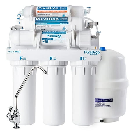 

PureDrop RTW5AK Reverse Osmosis Alkaline Water Filtration System pH+ Alkaline Remineralization RO Water Filter System Under Sink 6 Stage Under Sink RO Water Filter with Faucet TDS Reduction