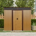 thumbnail image 3 of 8x6 FT Outdoor Storage Shed, Waterproof Metal Garden Shed with Lockable Sliding Doors and Transparent Plate, Tool Shed for Garden,Backyard,Patio,Lawn, Coffee, 3 of 7