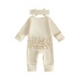 thumbnail image 2 of Cjfdfy Newborn Baby Girl Fall Outfit New To The Crew Romper Ribbed Waffle Knit Long Sleeve Bodysuit And Headband Set Preemie Cute Coming Home Fall Winter Outfit, 2 of 8