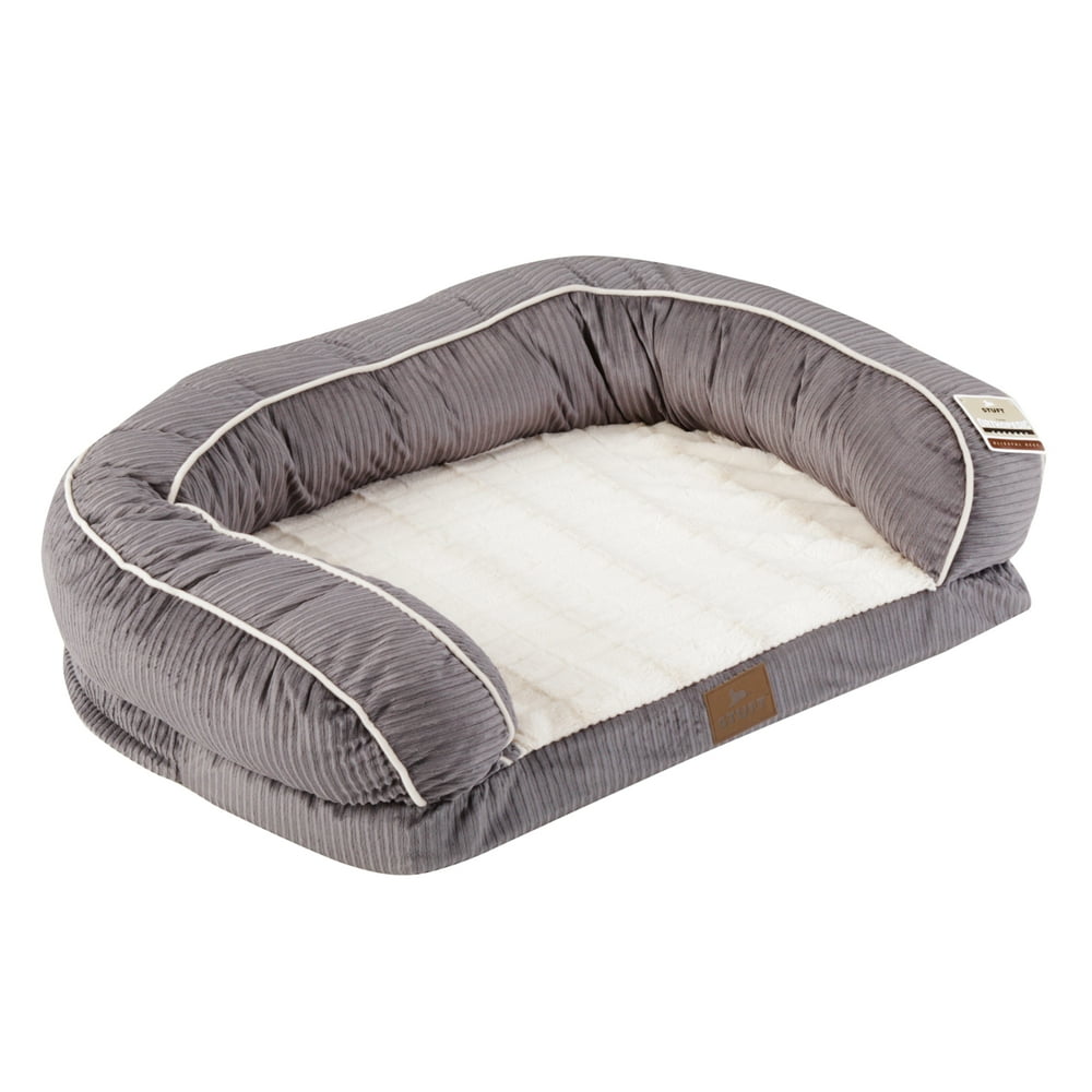 Stuft Blissful Rest Bolstered Pet Bed, Light Gray