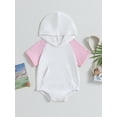 thumbnail image 2 of Wassery Baby Girls Boys Romper 6M 12M 18M 24M Baby Short Sleeve Hooded Newborn Contrast Color Summer Bodysuit Clothes for Girls Boys, 2 of 8