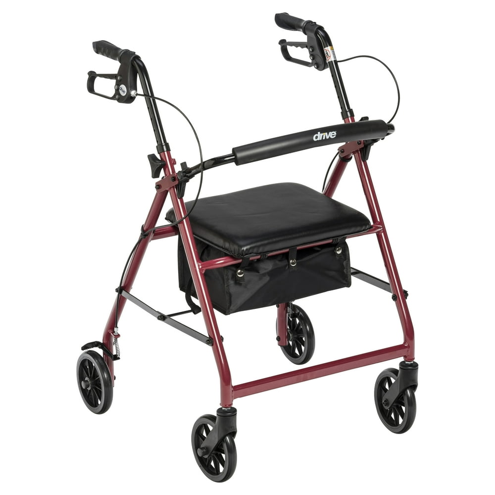Drive Medical Rollator Rolling Walker with 6" Wheels, Fold Up Removable