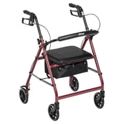 Drive Medical Rollator Rolling Walker with 6 inch Wheels, Folding Removable Backrest, and Padded Seat, Red