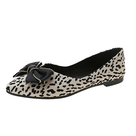 

fvwitlyh Flat Shoes for Women Comfortable for 20 Or Less For Women Leopard Bow Womens Comfortable Slip On Womens Dress Flat Shoes