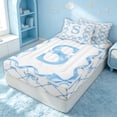 thumbnail image 3 of Erosebridal Letter S Zipper Twin Comforter Sets with Fitted Sheet and 2 Pillowcases, Kawaii Ribbon Zipper Bedding Set, Stars Reversible, Baby Blue, Stars Reversible, 3 of 7
