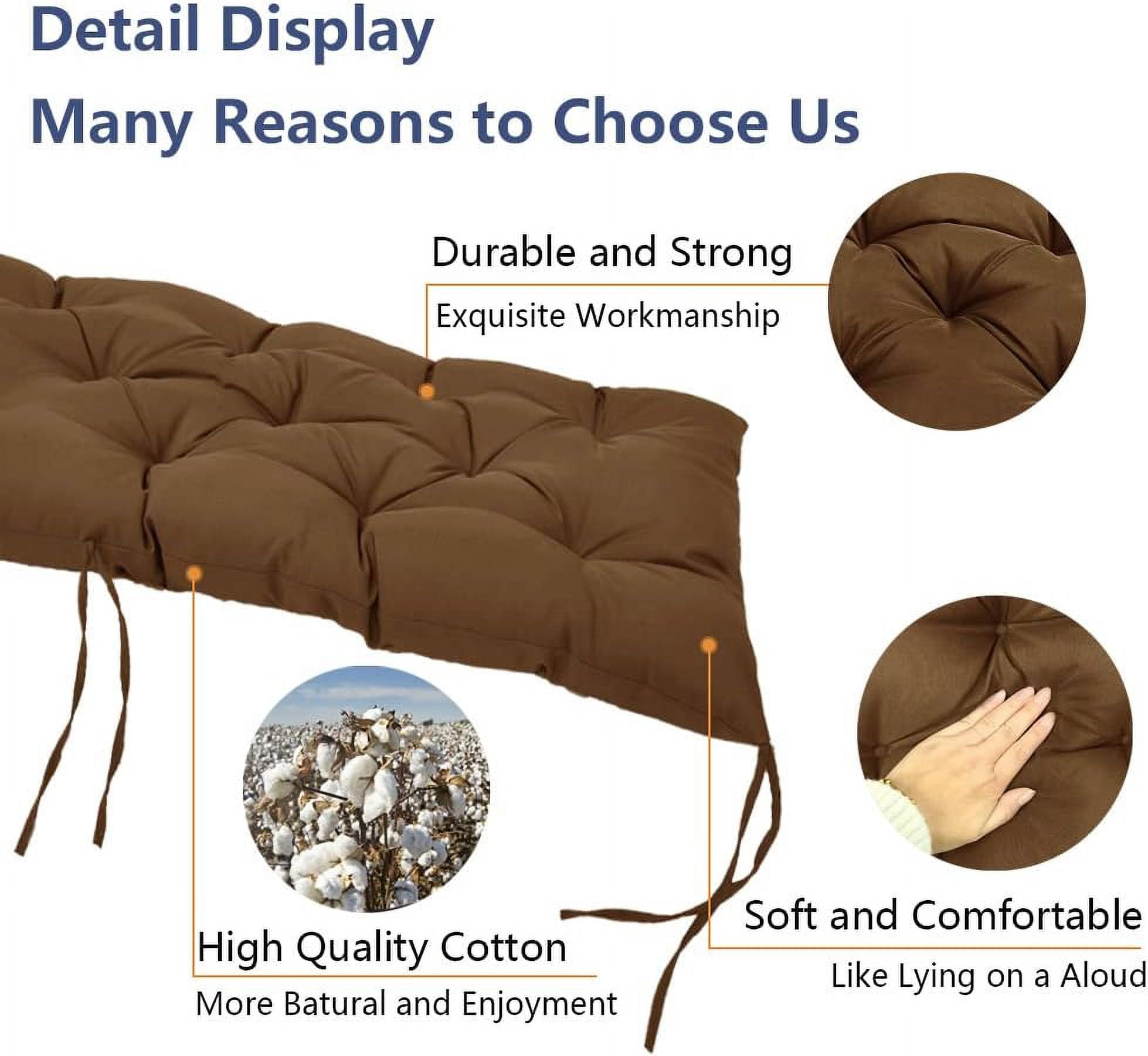 Namzi 1 Pcs Bench Cushion, Outdoor Bench Cushion for Patio & Garden, Heavy Duty Outdoor Furniture Cushion for Porch Seating,59*19.68*3.14inch,Light Brown