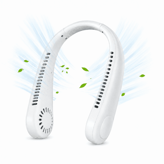 MOSENSE Portable Neck Fan,Hands Free Bladeless Cooling Fan, Super Quiet and Rechargrable, Adjustable Neckband Size, 3 Speed 2400mAh Battery Operated, Gift For Loved Ones Outdoors White.