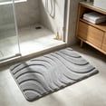 thumbnail image 7 of Wave Textured Soft Floor Mat, 23.6 x 15.8-Inch Polyester Blend Rug for Bathroom, Bedroom and Entryway, Gray, 7 of 7