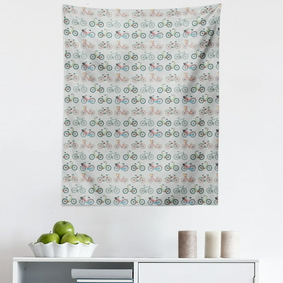 Hipster Tapestry, Sketch Art Pattern Bicycles Urban Vehicles Transportation Hobby Exercise Fun Ride, Fabric Wall Hanging Decor for Bedroom Living Room Dorm, 5 Sizes, Multicolor, by Ambesonne