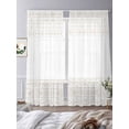 thumbnail image 3 of Bohemian Ethnic Sheer Curtains 96 Inches Long 2 Panels Brown Lines Linen Texture Light Filtering Semi Sheer Window Curtains Drapes for Bedroom Living Room 52"x96", 3 of 7