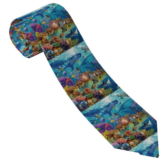 Vsdgher Sea World Print Ties for Men 4.7" Formal Necktie Wedding Accessory Men's Business Ties for Wedding Bussiness Work