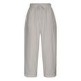 thumbnail image 6 of QUYUON Women's Dress Pants Sale Casual Solid Lace-Up Elastic Waist Pockets Casual Work Pants Loose Pants Women Summer Long Pant Leg Length Casual Style P2344 Gray XL, 6 of 8