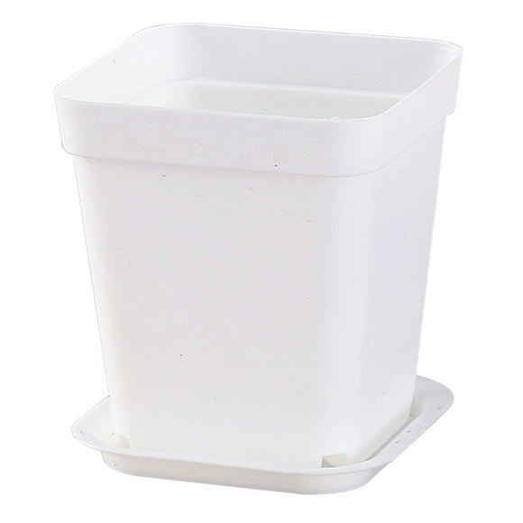 Zhuge 10 piezas con bandeja de plástico engrosado, maceta cuadrada para plantas suculentas, maceta rectangular blanca para plántulas, maceta para plantas suculentas, 7 * 7 cm