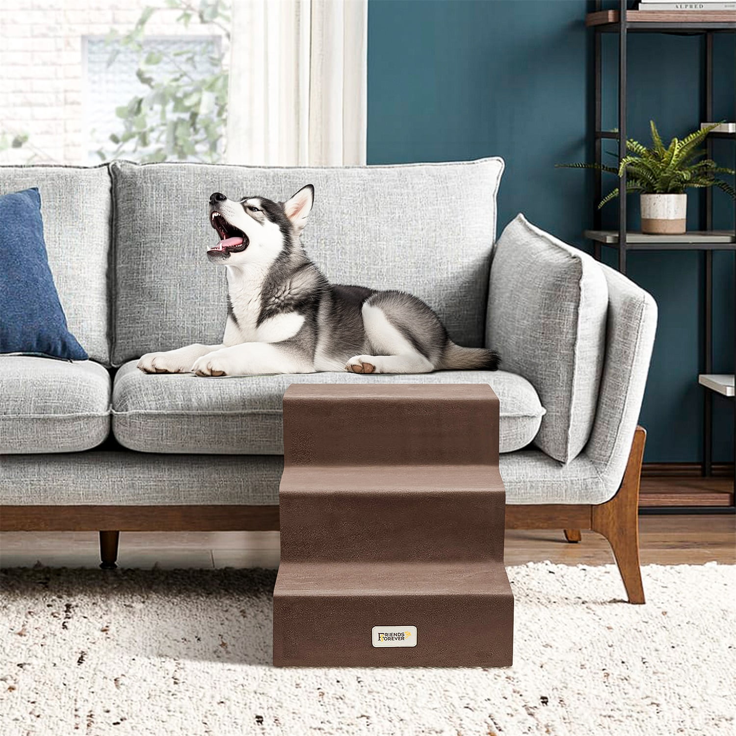 Pefilos 28" Dog Stairs for Small Pets with High-Density Sponge and Silicone Paw Prints, 4-Step Dog Ramp for Beds and Couch, Brown Pefilos 28" Dog Stairs for Small Pets with High-Density Sponge and Silicone Paw Prints, 4-Step Dog Ramp for Beds and Couch, Brown