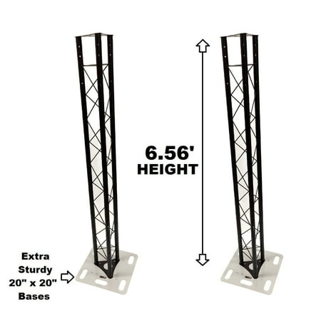 Two (2) Totem 2 meter 6.56ft Black Triangle Metal Truss Tower + 20 x20 Base Vertical System