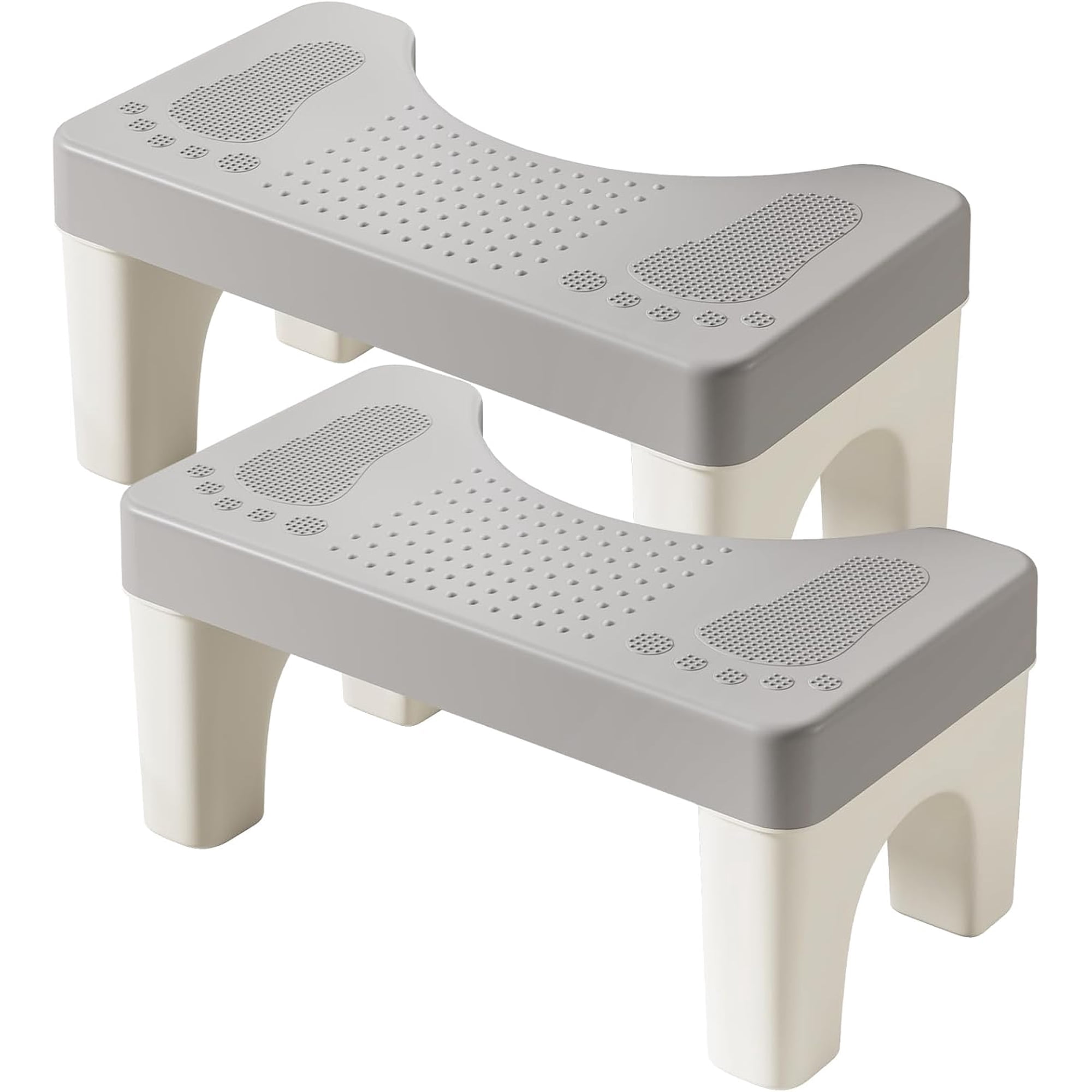 2 Pack Adult Toilet Stool Squat Potty Foot Rest for Bathroom, Gray