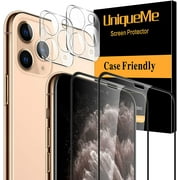 [4 Pack] UniqueMe 2 Pack Tempered Glass Screen Protector +2 Pack Tempered Glass Camera Lens Protector for iPhone 11 Pro