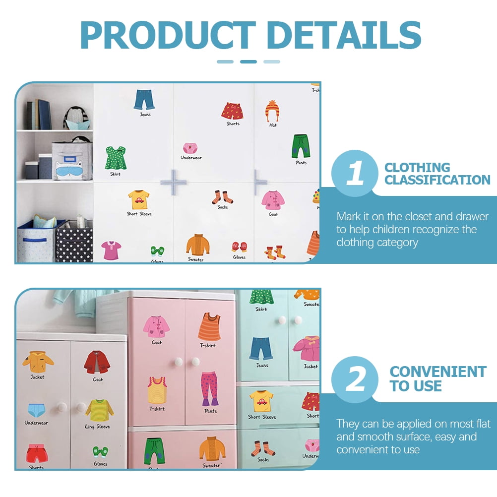 1 Set Removable Wardrobe Stickers - Cute Clothing Classification Labels For Drawers, Dressers & Closet Organization