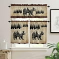 thumbnail image 2 of Kitchen Curtain Valance and Tiers Set Vintage Black Bear Pine Tree Silhouettes 3 Pc Window Treatment Retro Rustic 3 Pieces Rod Pocket Valance Set for Small Windows Bedroom 54 in x 24 in, 2 of 5