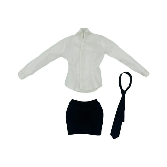 Rushawy 3 Pieces 1/6 Female Shirt with Short Skirt Tie Handmade Doll Clothes Costume for