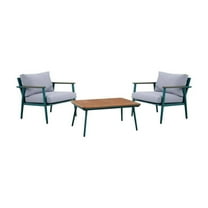 3 Piece Outdoor Coffee Table and Chairs Set Wood Planks Gray Green