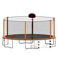 thumbnail image 4 of 16FT Outdoor Trampoline for Kids, Adults, Heavy Duty Recreational Trampoline with Basketball Hoop, Enclosure Net, Ladder & Antirust Coating, Waterproof & UV Resistant, Orange, 4 of 7