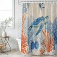thumbnail image 2 of Sea Turtle Coastal Shower Curtains for Bathroom, Waterproof Fabric Bath Curtains Decor, Bath Tub Curtain Summer Beach Coral Nautical Farmhouse Decorative Shower Curtain Sets with 12 Hooks, 72x72 Inch, 2 of 7